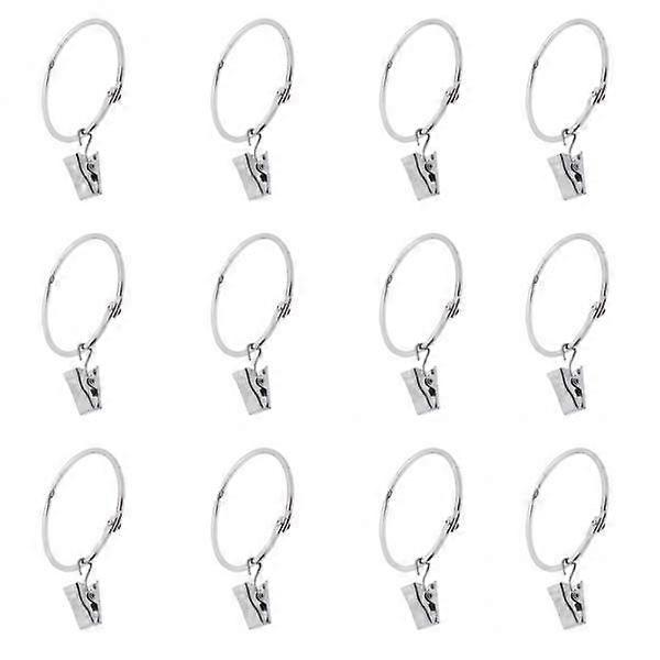 3x12pcs Rustproof Iron Curtain Rings with Opening Design, Inner Diameter 50mm