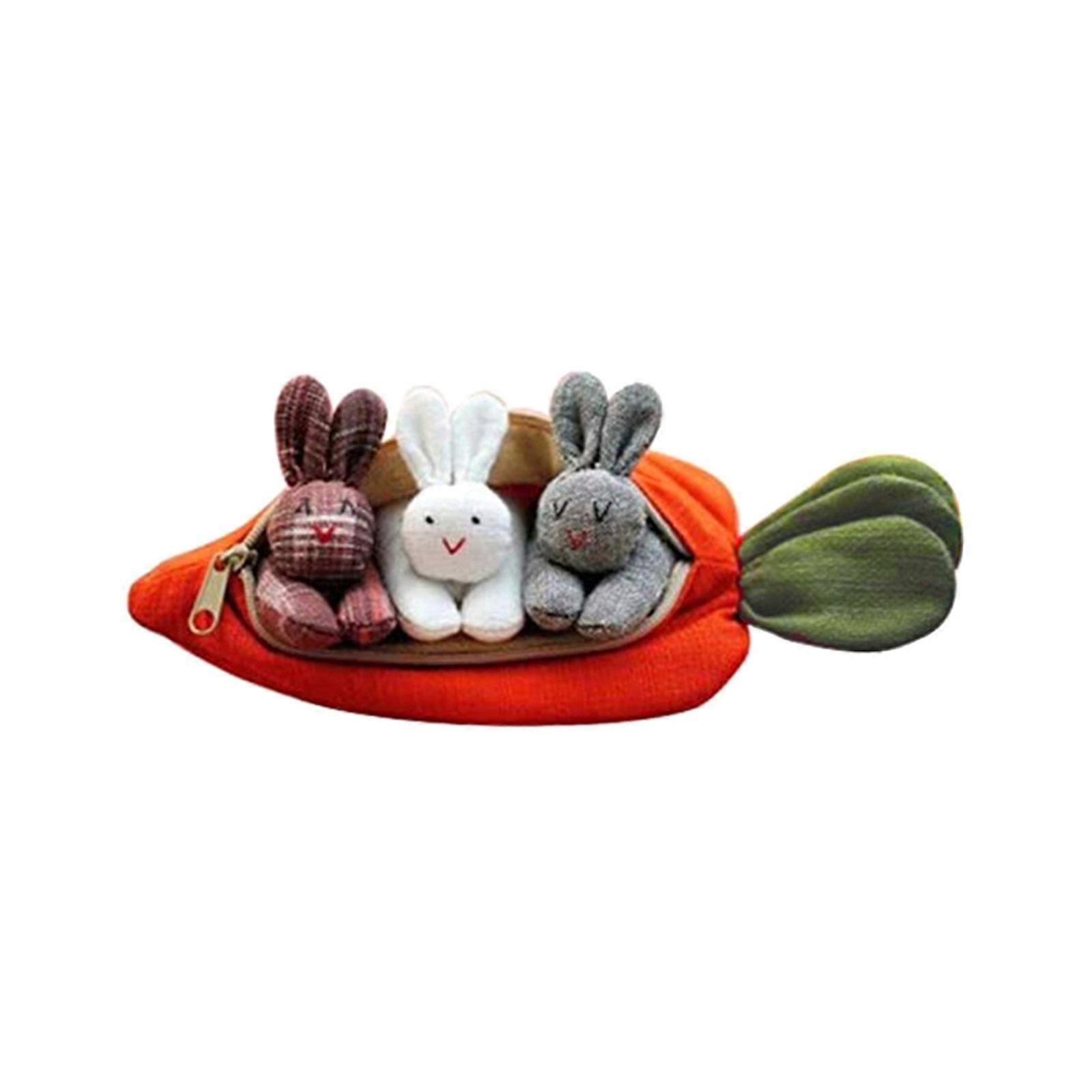 Cute 3 Pack Carrot Bunny Plush Purses Wallet Carrot Wallet Plush Bunny Decoration Easter Toy Unzip the Rabbit Doll Toy