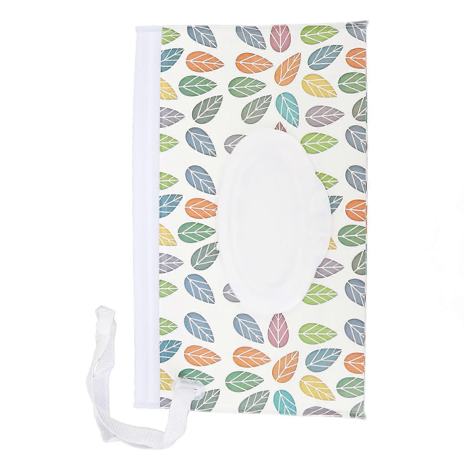 Baby Wipes Bag with Zip Large Size Refillable Pull Out Type Flip Lid Portable Wipes Dispenser for Travel Leaf Pattern 