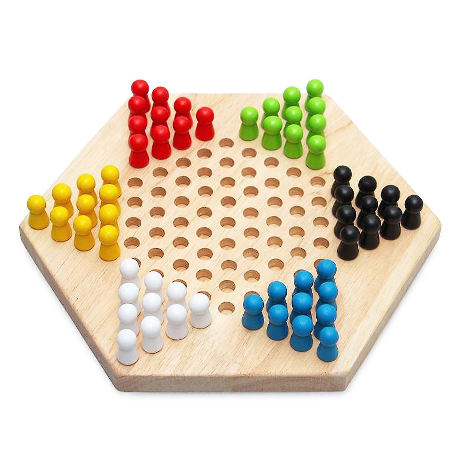Portable Chinese Checkers Game Set Rubber Wood Board Game for Children Strategy Puzzle Fun Family Travel Toy