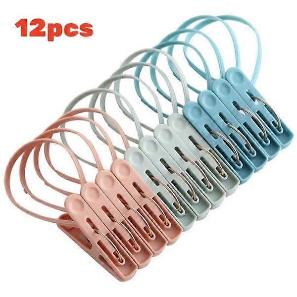 12 Pcs Plastic Clothes Pegs Towel Clip Drying Clothes Storage