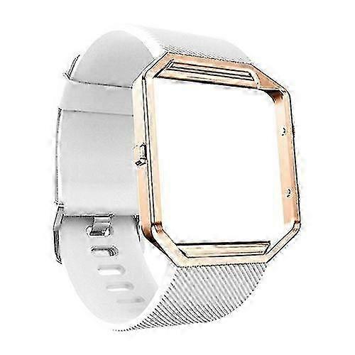 2025 Fitbit Blaze Band Soft Silicone Strap with Rose Gold Frame, Adjustable & Durable