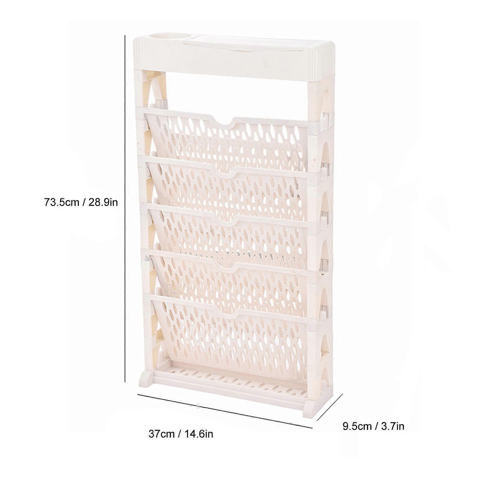 Book Rack Storage Bookshelf 5-Layer 1-Row White Large Capacity