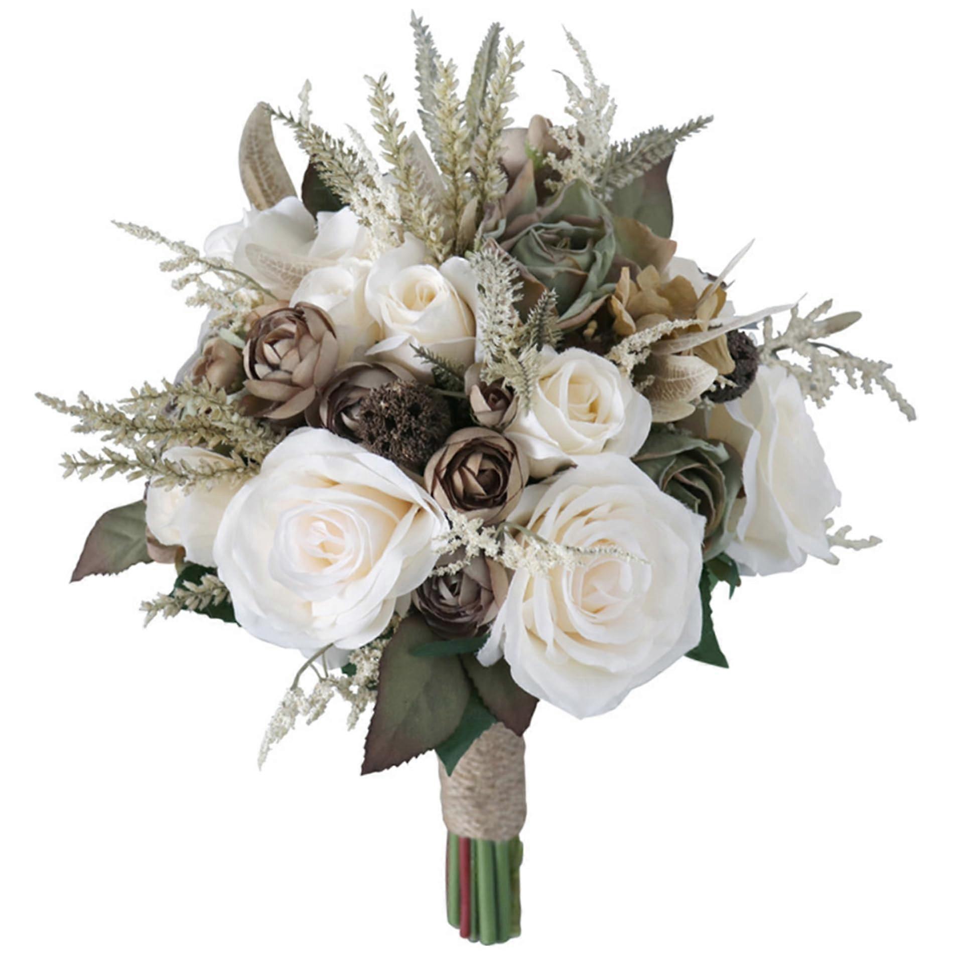 Buquês de casamento para noiva 13 x 10 polegadas realistas misturadas rosas buquê de noiva