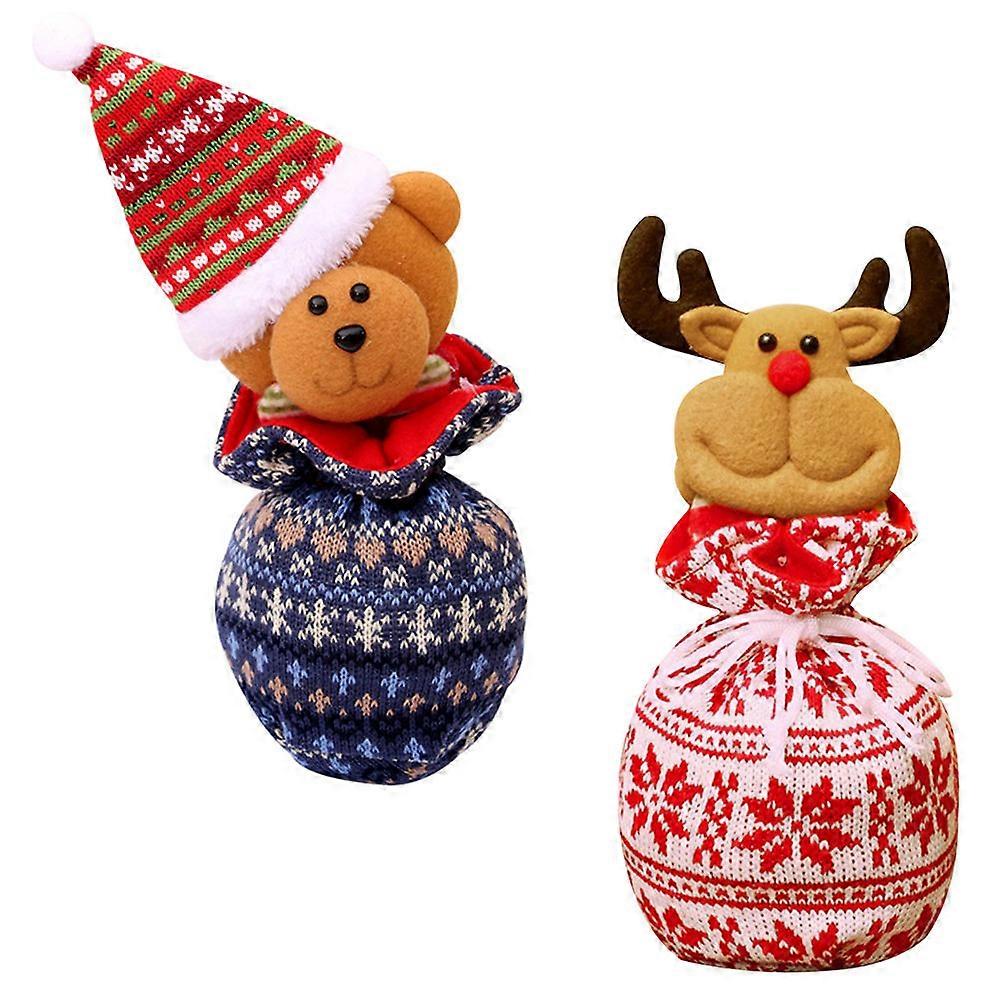Xmas Candy Gift Bags Knitted Drawstring Apple Candy Bags Festive Party Favors For Christmas Decorations And