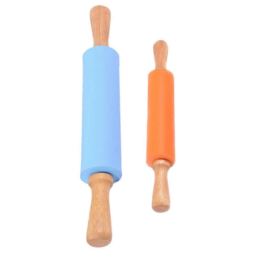 Silicone Dough Rolling Pins with Handles Non Stick Smooth Surface Baking Tool for Pizza, Pastry & Cookie Dough Kitchen Supplies Set of 2