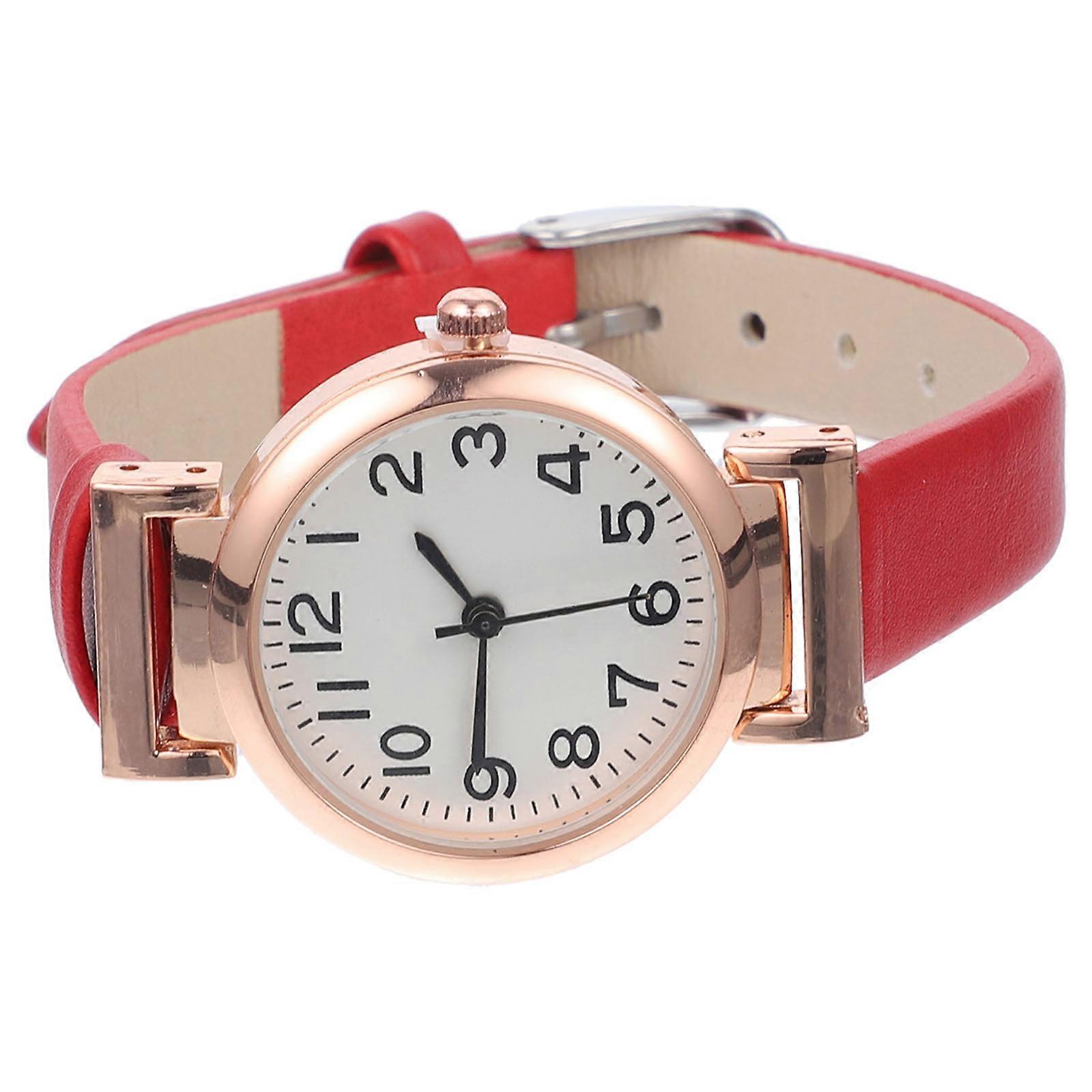 Zegarek na rękę dla kobiet Minimalistyczny kwarcowy zegarek dla pań dziewczęcych czerwony mały rozmiar 1 sztuka