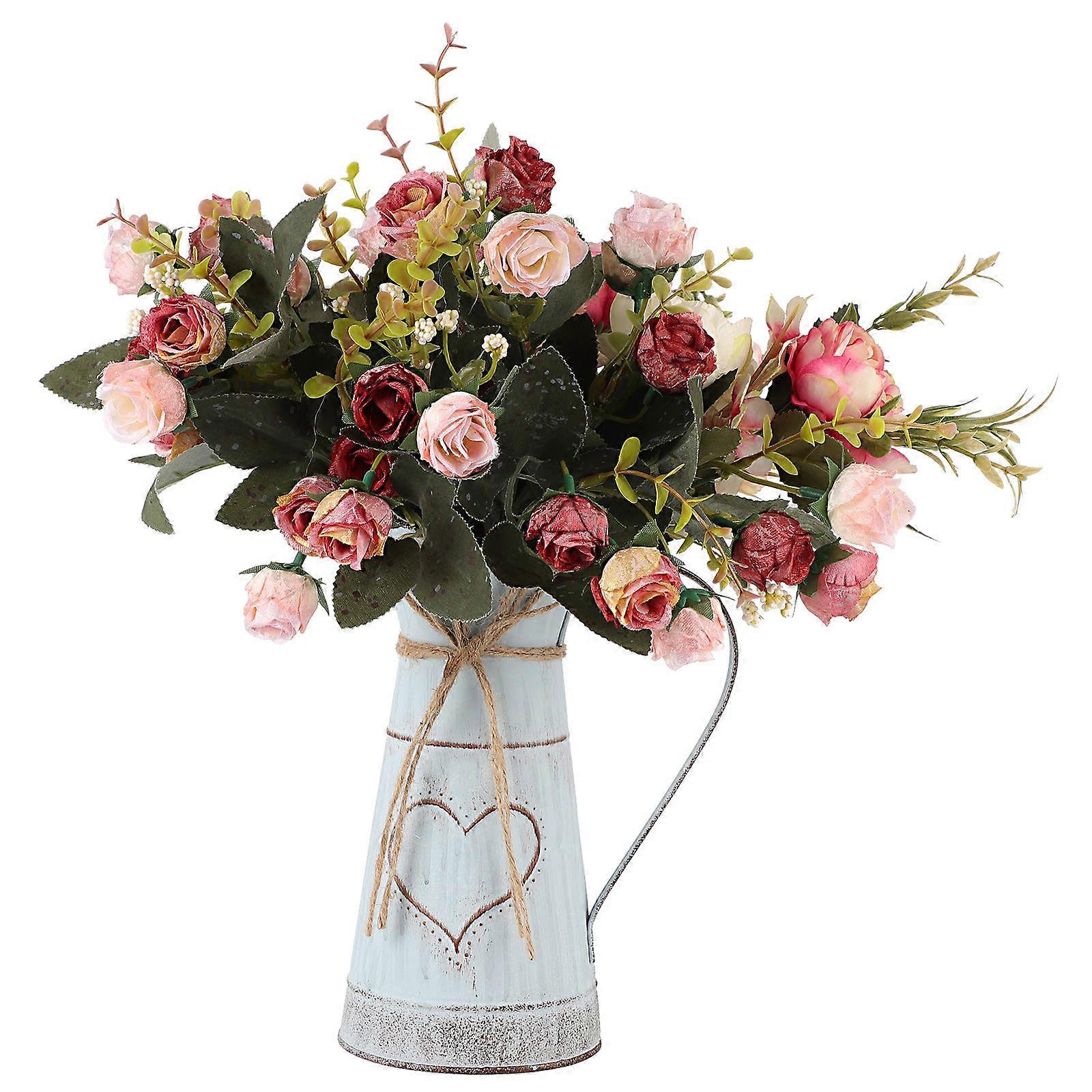 Rustic Vase Heart Shape Pattern Plant Holder for Home Decoration Multi 23.50X11.00X10.00CM 1Pcs