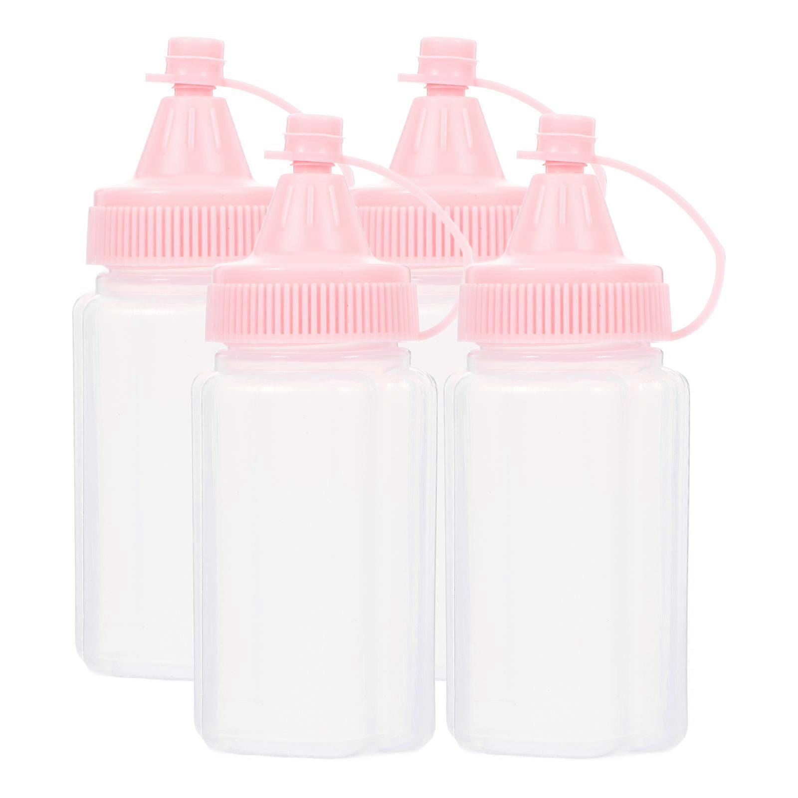 Squeeze Bottles Honey Jars Kitchen Use Pink 8.00X3.20X3.20cm Condiment Storage 4Pcs