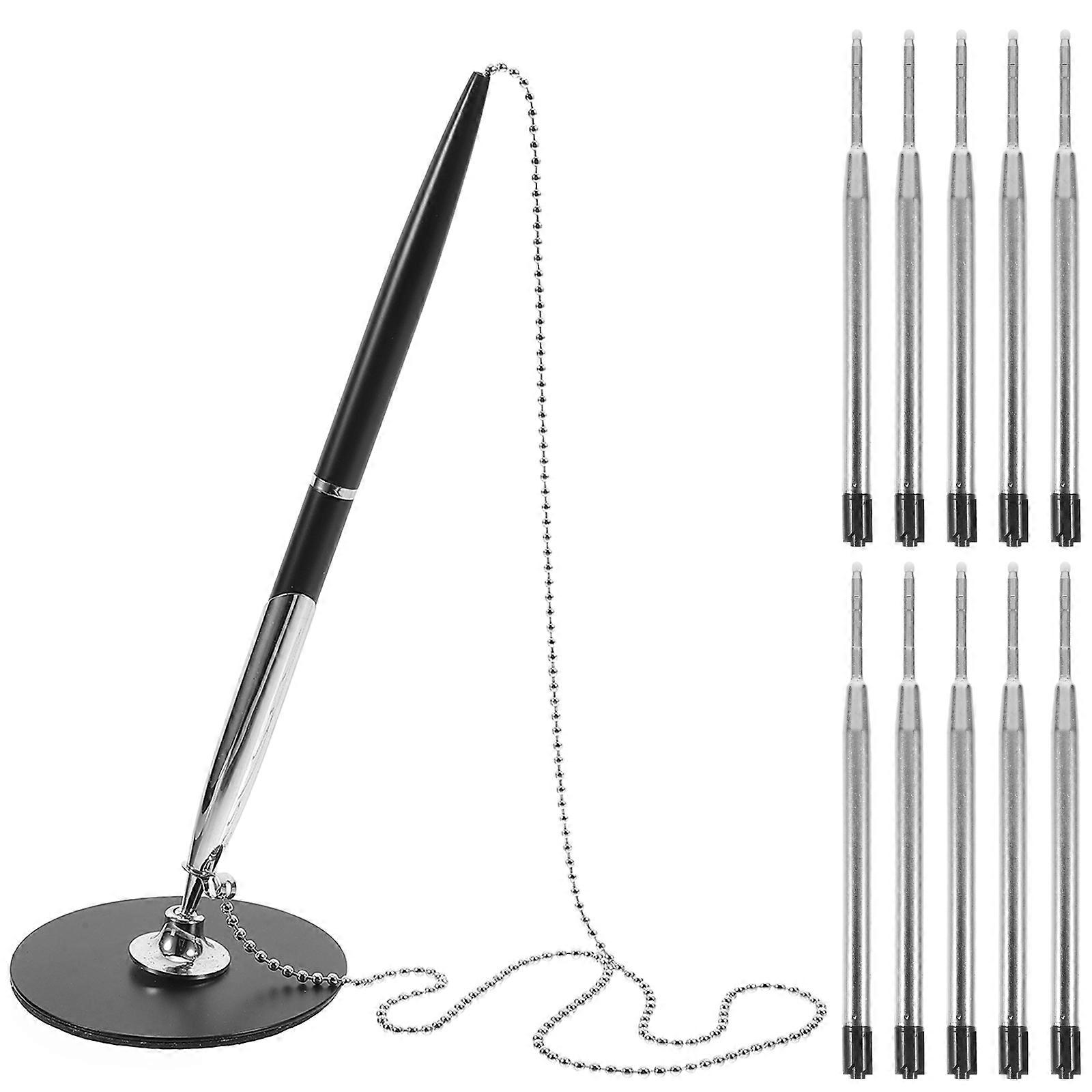 Ergonomic Desktop Writing Pen Set with Chain, Multi Use Business Pen for Office and Bank, Includes Refills, Stylish Signature Pen for Countertop Use