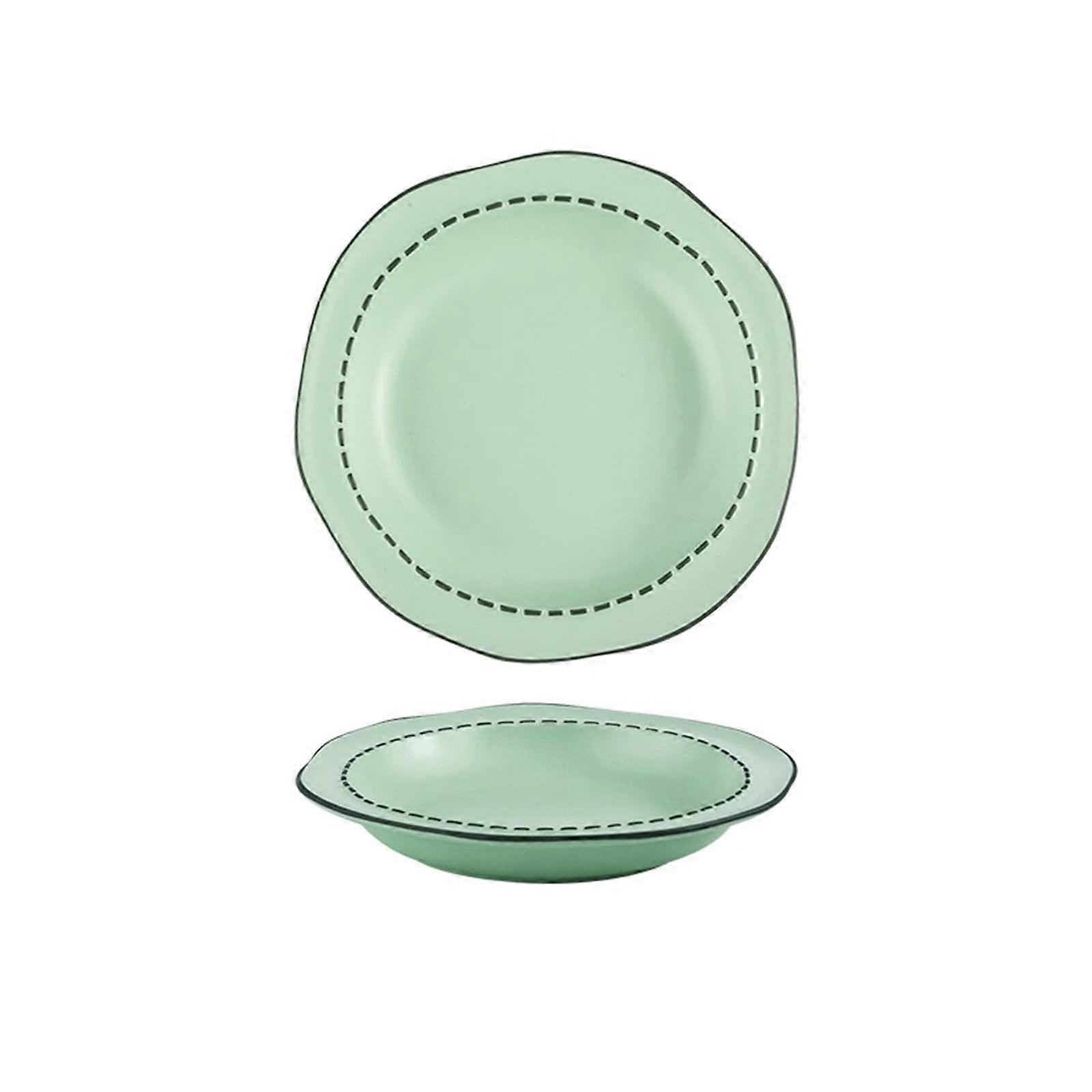Ceramic Oval Plates Set for Household Use, Deep Dinner and Snack Plates, Stylish Tableware for Salad and Desserts