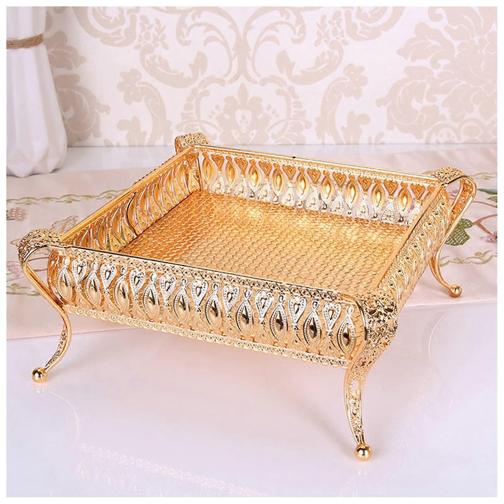 Fruit Dish Metal Bowl Square Storage Box Modern European Creative Fruit Plate Ref: 9678
