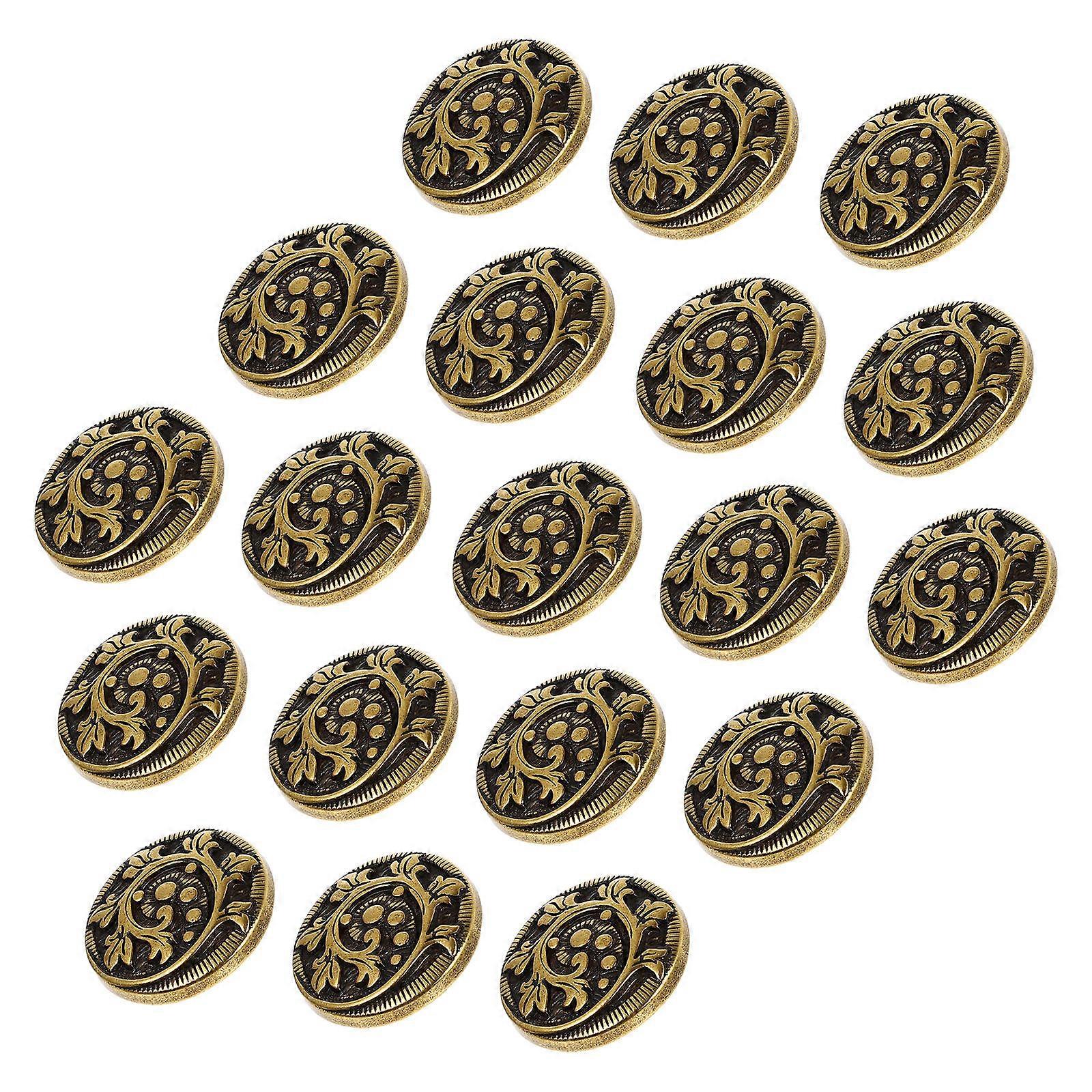 20pcs Golden Alloy Sewing Buttons for DIY Crafts Decor Retro Clothing Button Replacement
