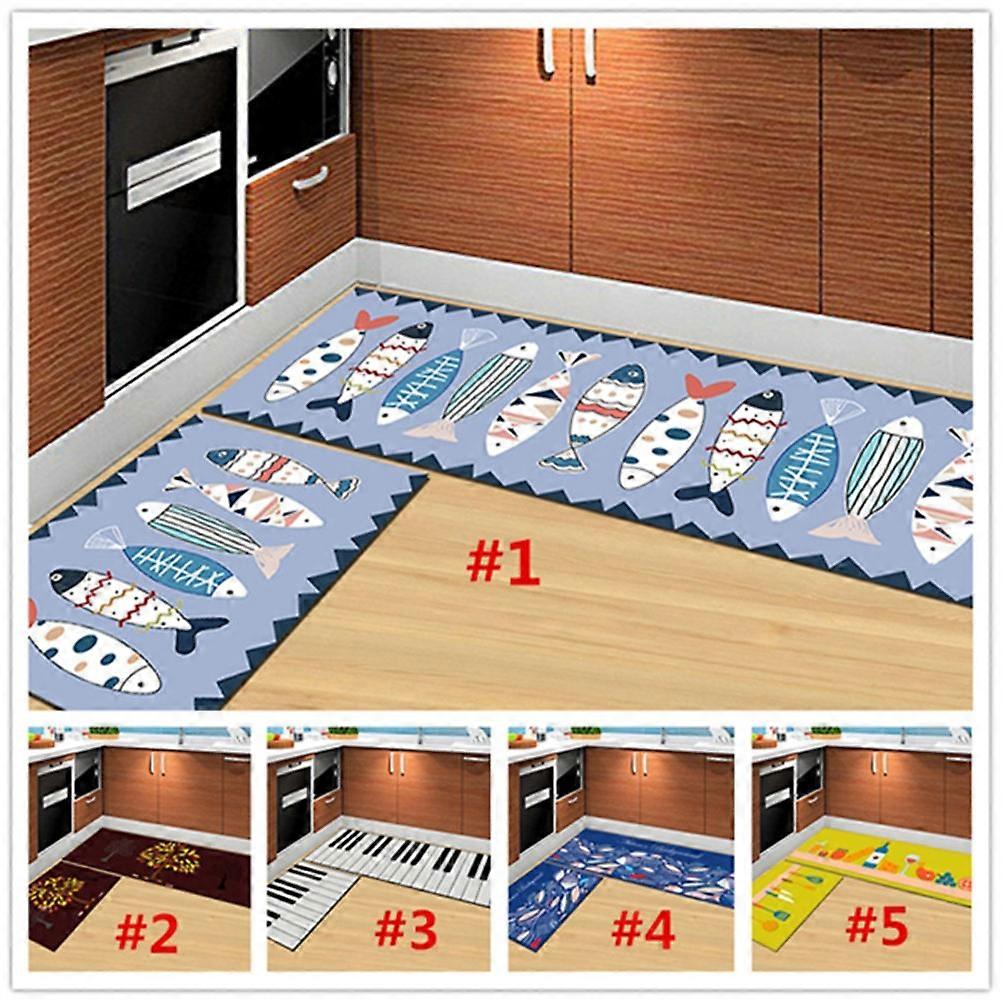 Fish Rug Cartoon Fish Patterned Rectangular Home Floor Mat Multi 40x120cm Non-Slip 1Pack