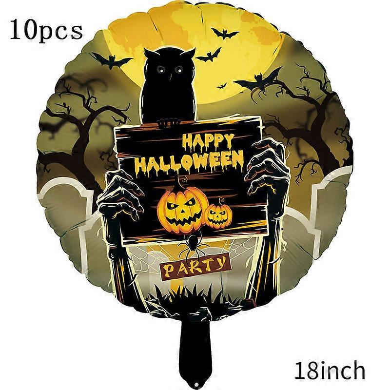 10個ハロウィーンバルーンデコレーションアレンジメントアルミフィルムバルーンゴーストフェスティバルテーマパーティーアレンジスケルトンエイリアンバルーン(ダークトゥームストーン)