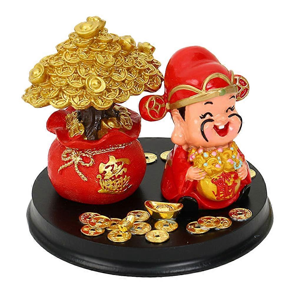 God of Fortune Statue Red Resin for Decor with Durability Appeal
