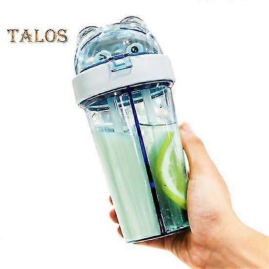 Straw Cup Dustproof Lid Drinking Convenient to Carry Sturdy Double Straws Drinking Bottle School Accessory
