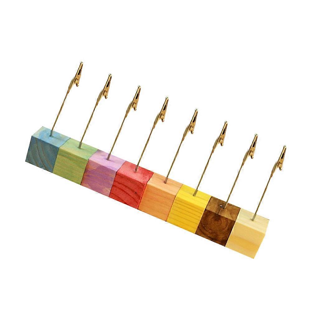 Mixte Couleur Décoratif Lieu Mémos Porte Couleur Base En Bois Table Nombre Supports Pour Mariage Tenir Menu Clips 8Pcs