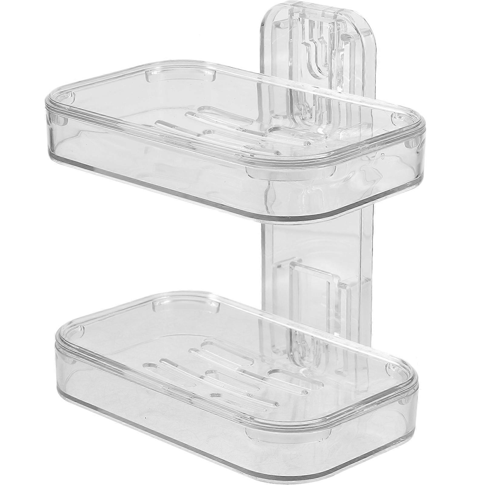Drainage Soap Dish Wall-Mounted Soap Holder Non-Punching Soap Box For Bathroom 16X13.5X10CM 1Set
