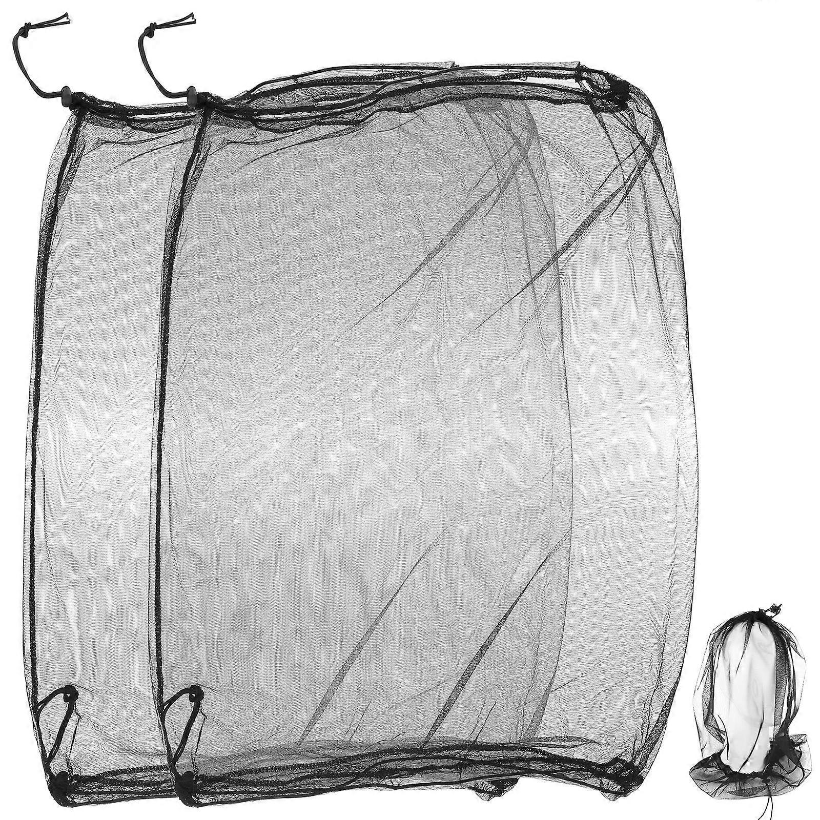 Breathable Mosquito Hat Nets Gauze Material Round Shape For Picnic Camping 54X40X1CM 2Pcs