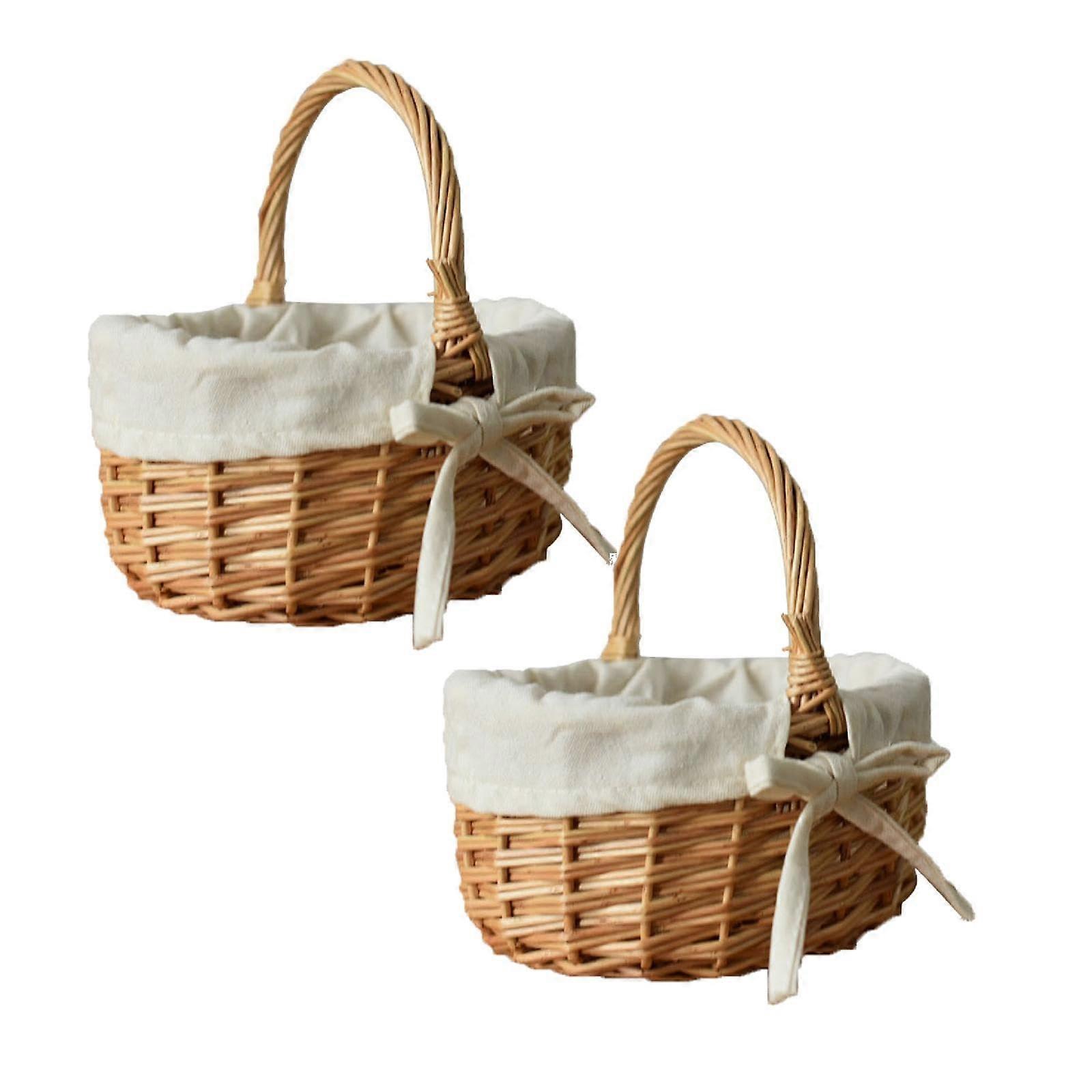 Home Easter Basket Small Wicker Basket with Handle Easter Basket HandWoven Small Wicker Basket with Handle 2 Pieces Handle