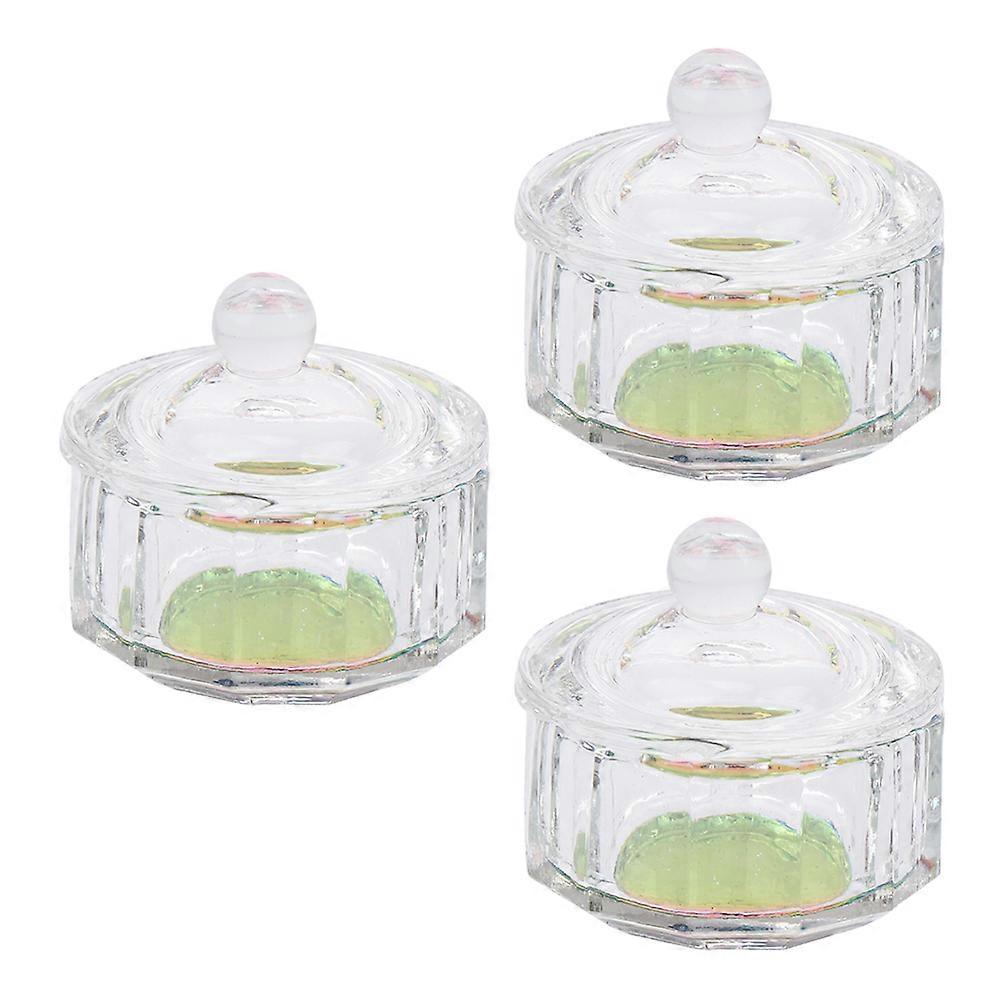 Manicure Mixing Accessory Lidded Manicure Cup Transparent 4x3.7cm Mixing Liquids 3Pcs