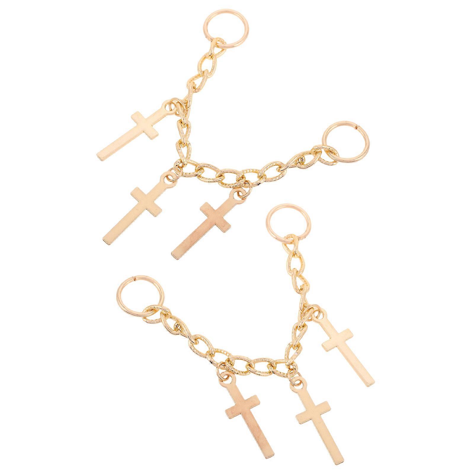 Chains For Shoes Golden Short Chain With Open Ring For Accessories 1 Pair