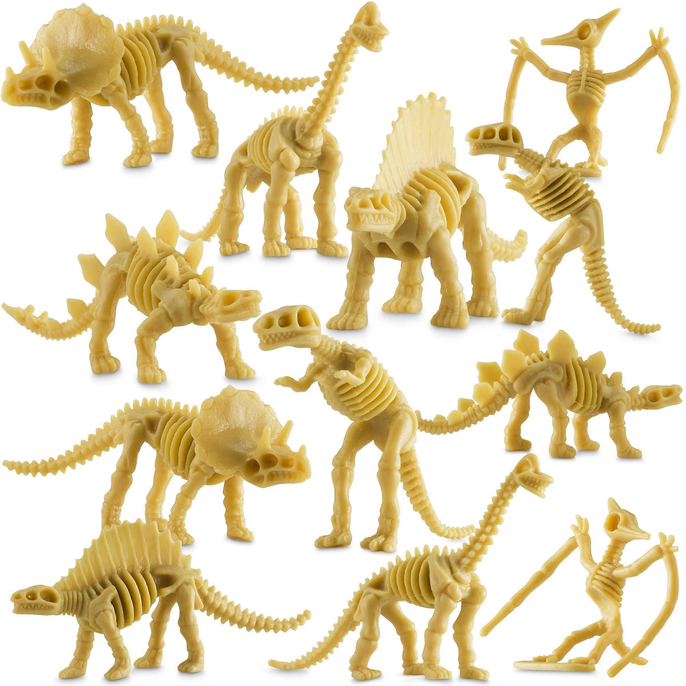 Dinosaur Fossil Skeleton - Pack of 24 Assorted 3.7 Inch Plastic Dinosaur Bones for Kids Excavation Science Kit