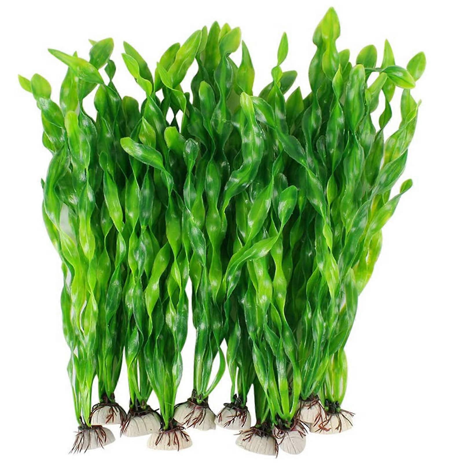 Aquarium Decoration 10 Pack Green Artificial Water Plants for Aquascaping, Realistic Green Leaves, Hiding Spots