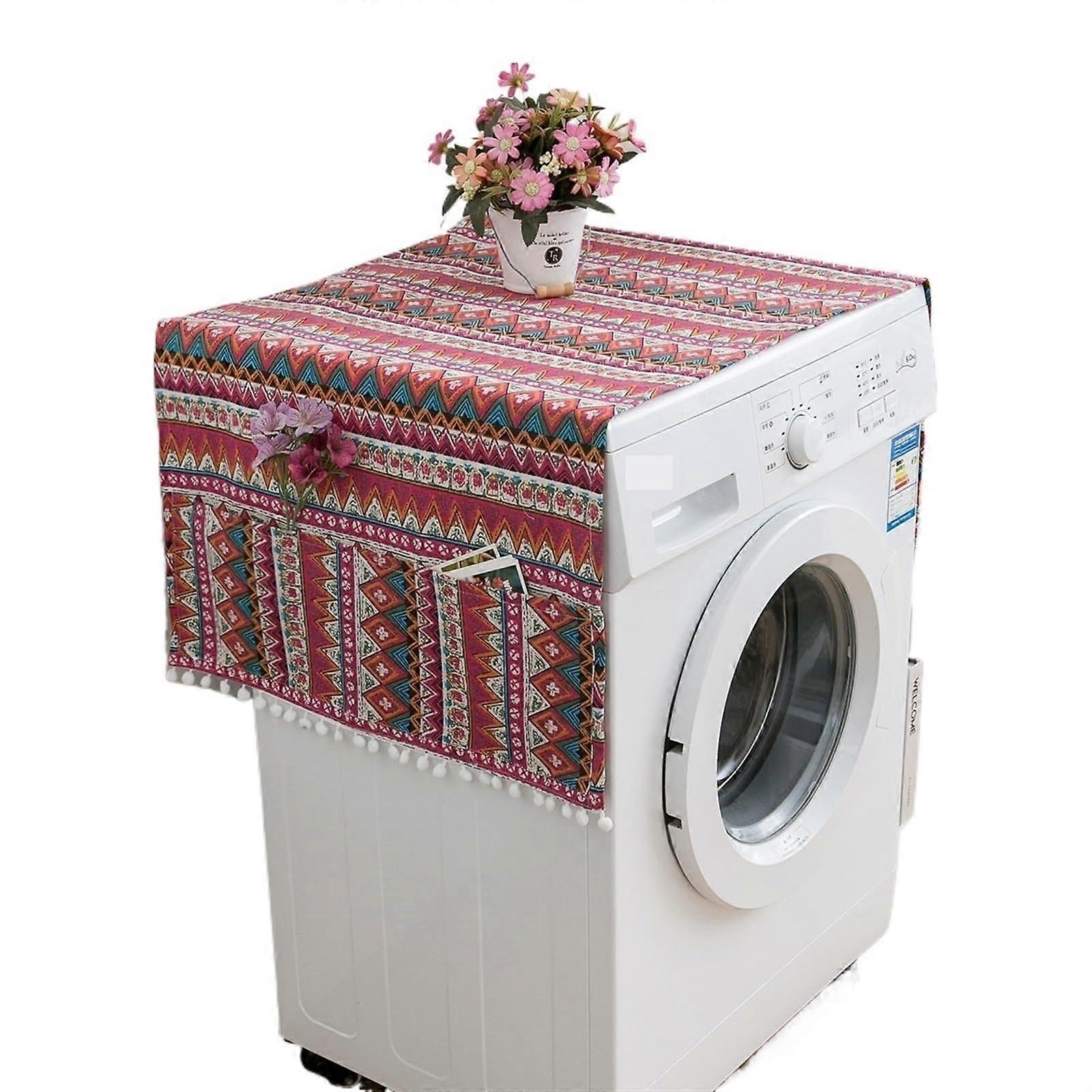 Κάλυμμα Πλυντηρίου Ρούχων Dustproof with Black Pattern, Λινό Τύπωμα, Φούντα (30x90cm) Ref: 8731