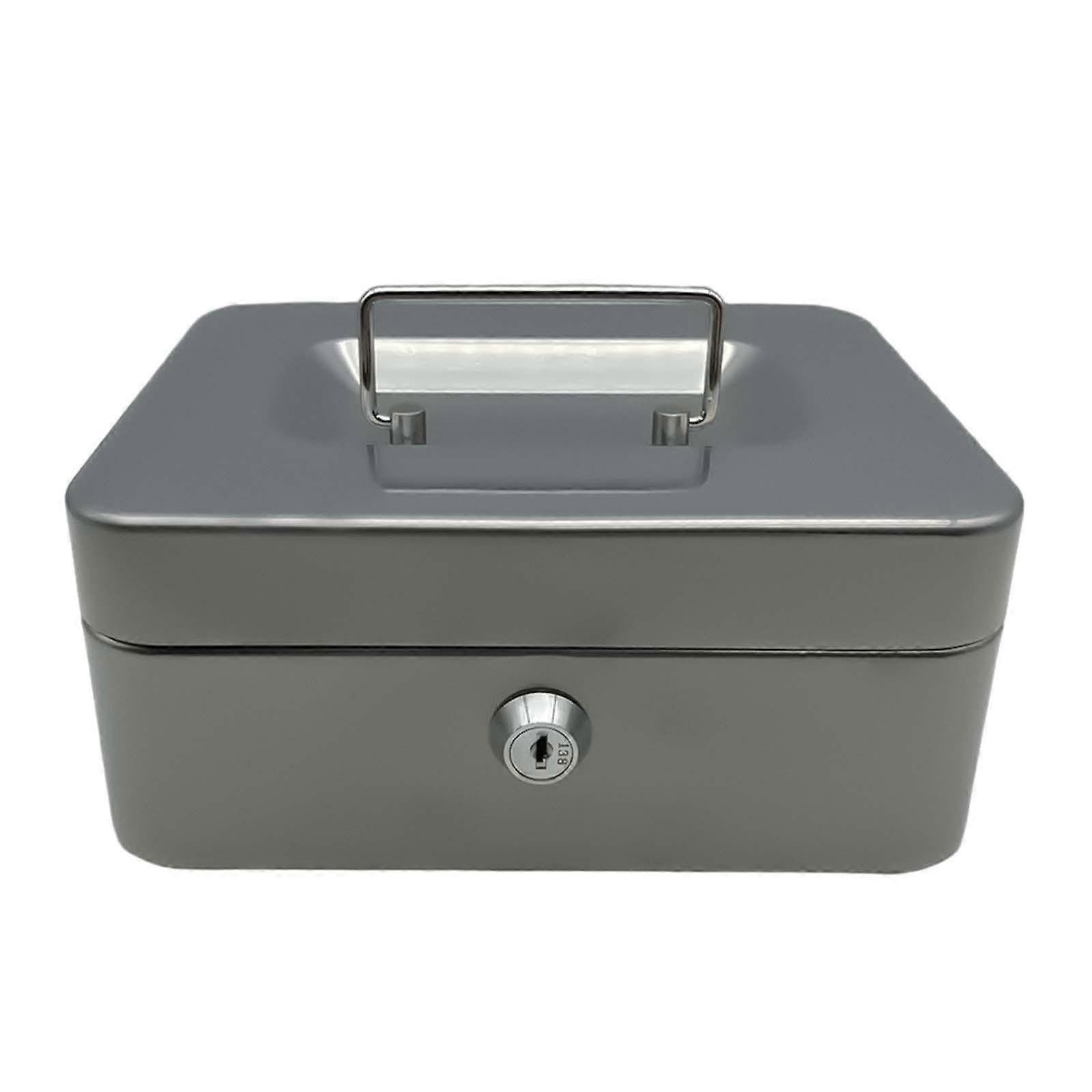 Lockable money box with slot, lockable collection box, savings box, keepsake box, portable cash storage box, money storage box for adults, gray