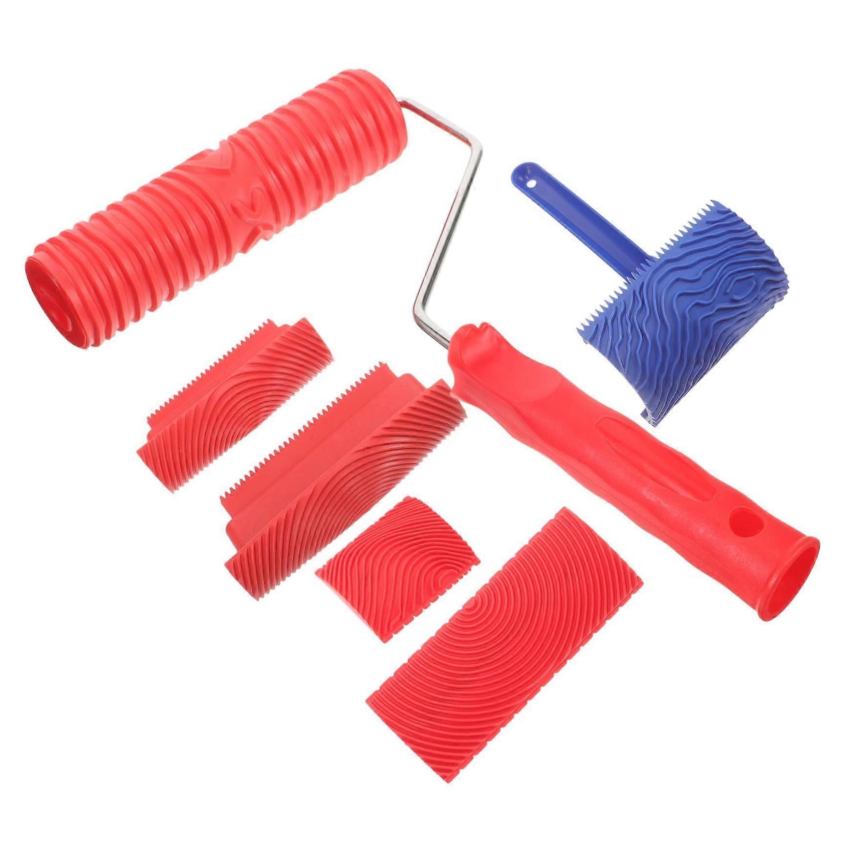 6Piece Wood Grain Tool Set for DIY Key Making Kits, Wood Grain Roller Kit, Rubber Wood Grain Tool