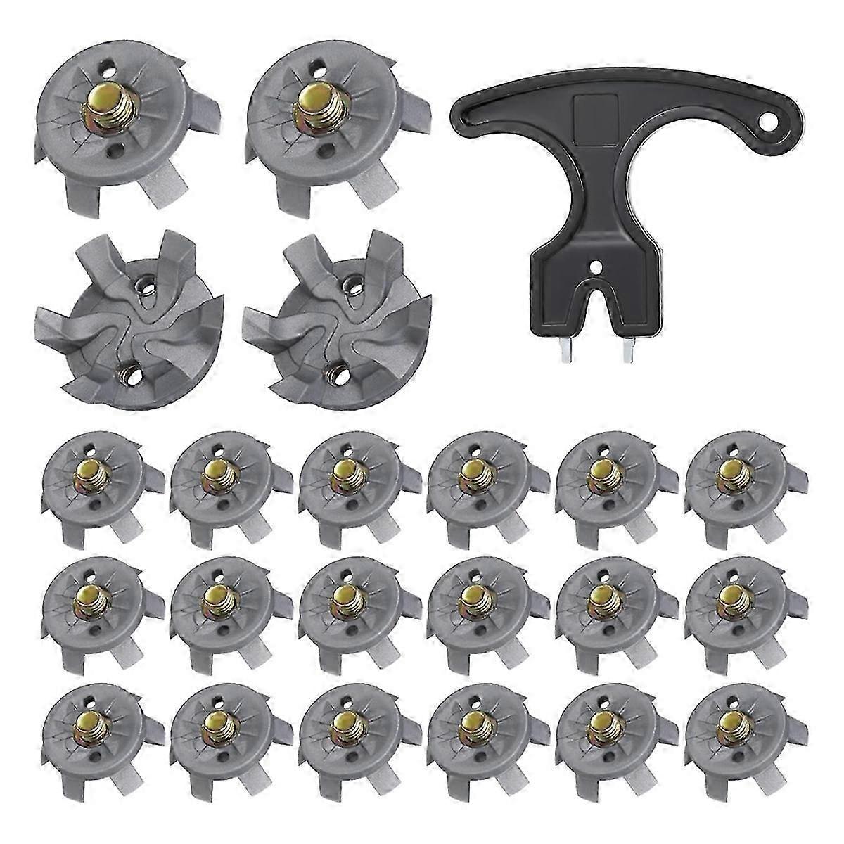 Golf Spikes Set Includes 30 Pcs Golf Cleats Replacement Golf Cleats Spanner Metal Thread Screw 6 mm Edition 0708