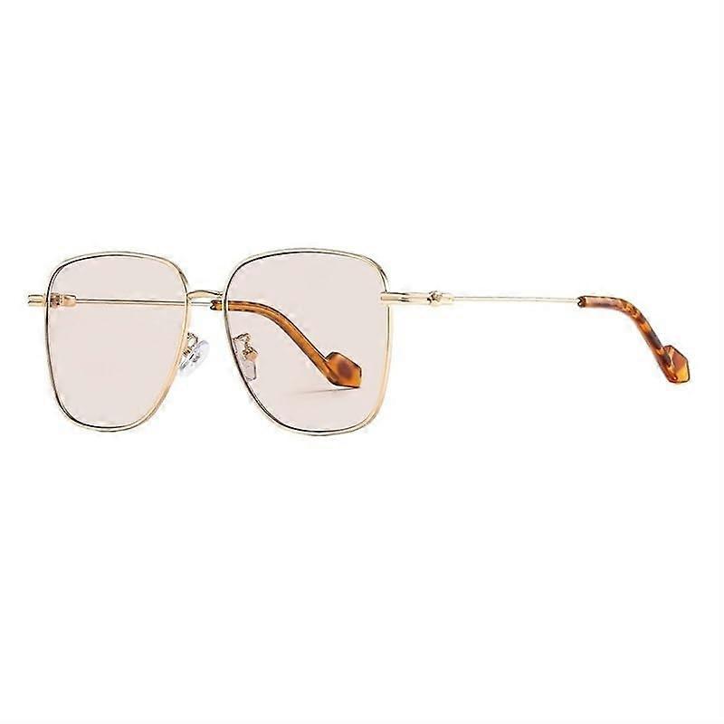 Sun Protection Mirror Sunglasses for Men and Women, Gold Frame with Champagne Slice, Elegant UV Protection Eyewear