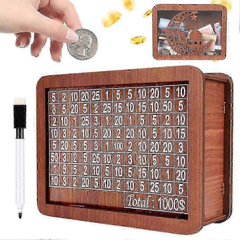 Træ kontant opsparingsboks pengeopbevaring pengeskab