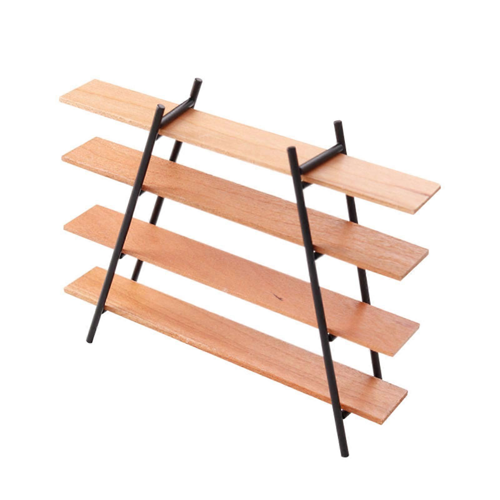 4 Level Dollhouses Storage Shelf Wooden Display Shelf Miniature Furniture for 1/12 Scale Dollhouses Project Decoration