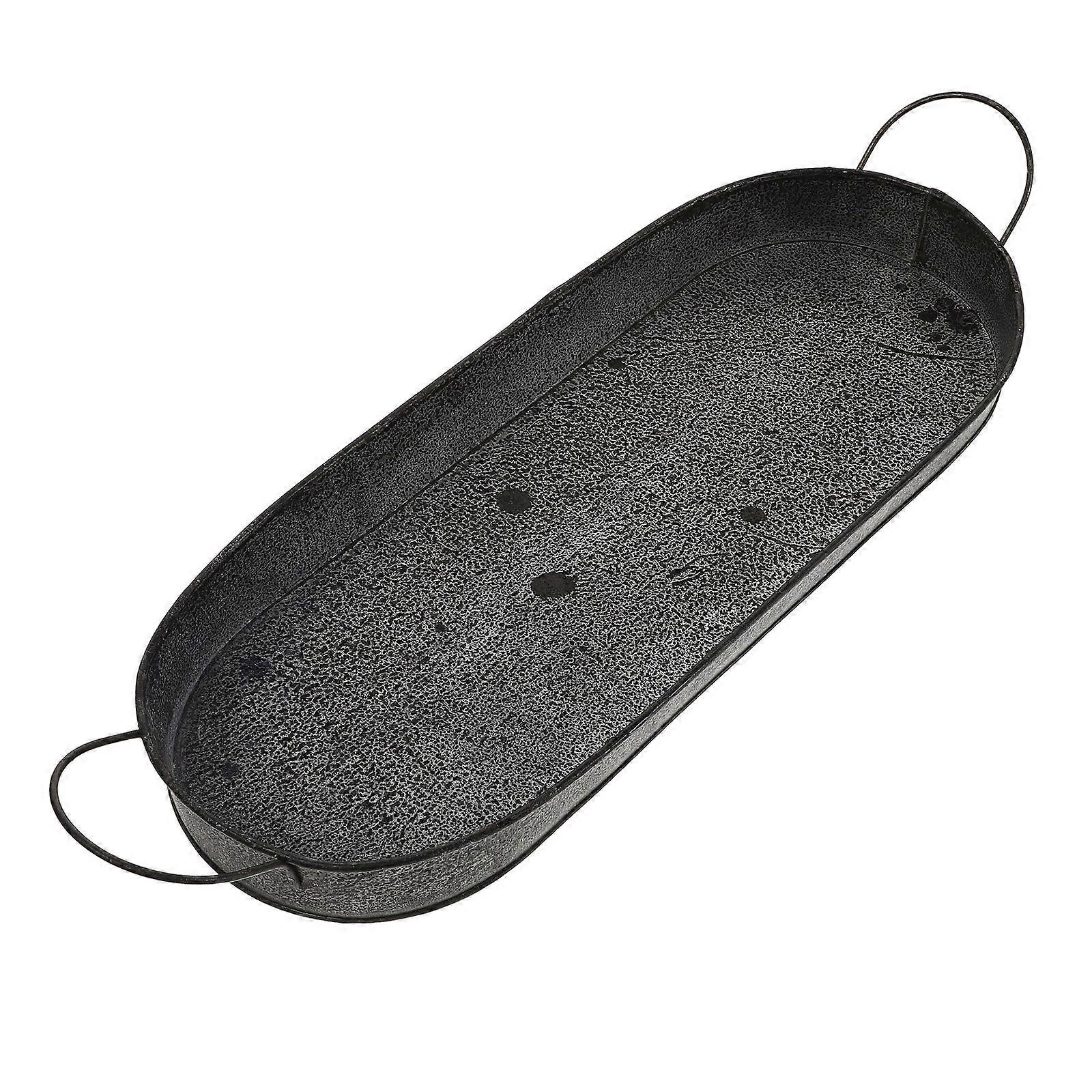 Oval Decorative Tray Photographers Rustic Metal Bread Presentation 1Pack Home Decor