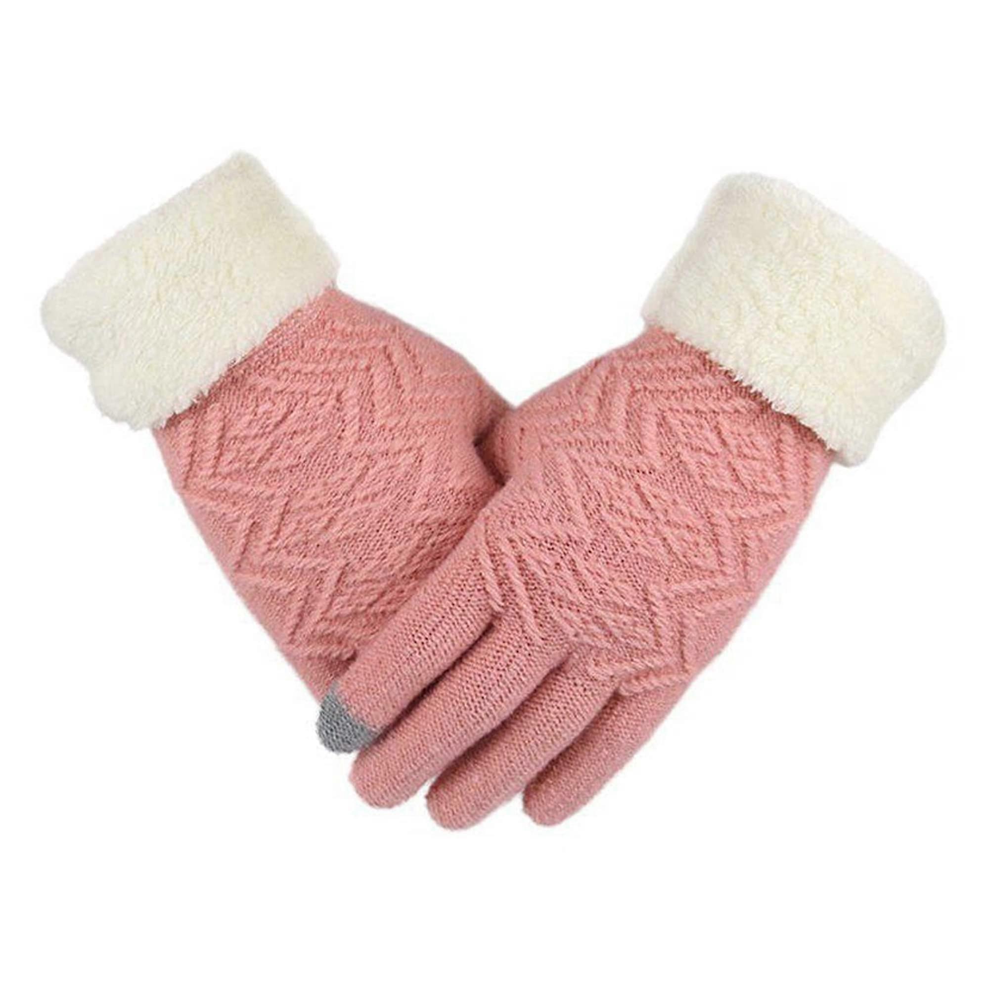 ZENGO Knitted Thermal Touch Screen Gloves for Women – Warm   Comfortable Thermal Gloves | Cosy Anti Slip Soft Ladies Winter Gloves Pink