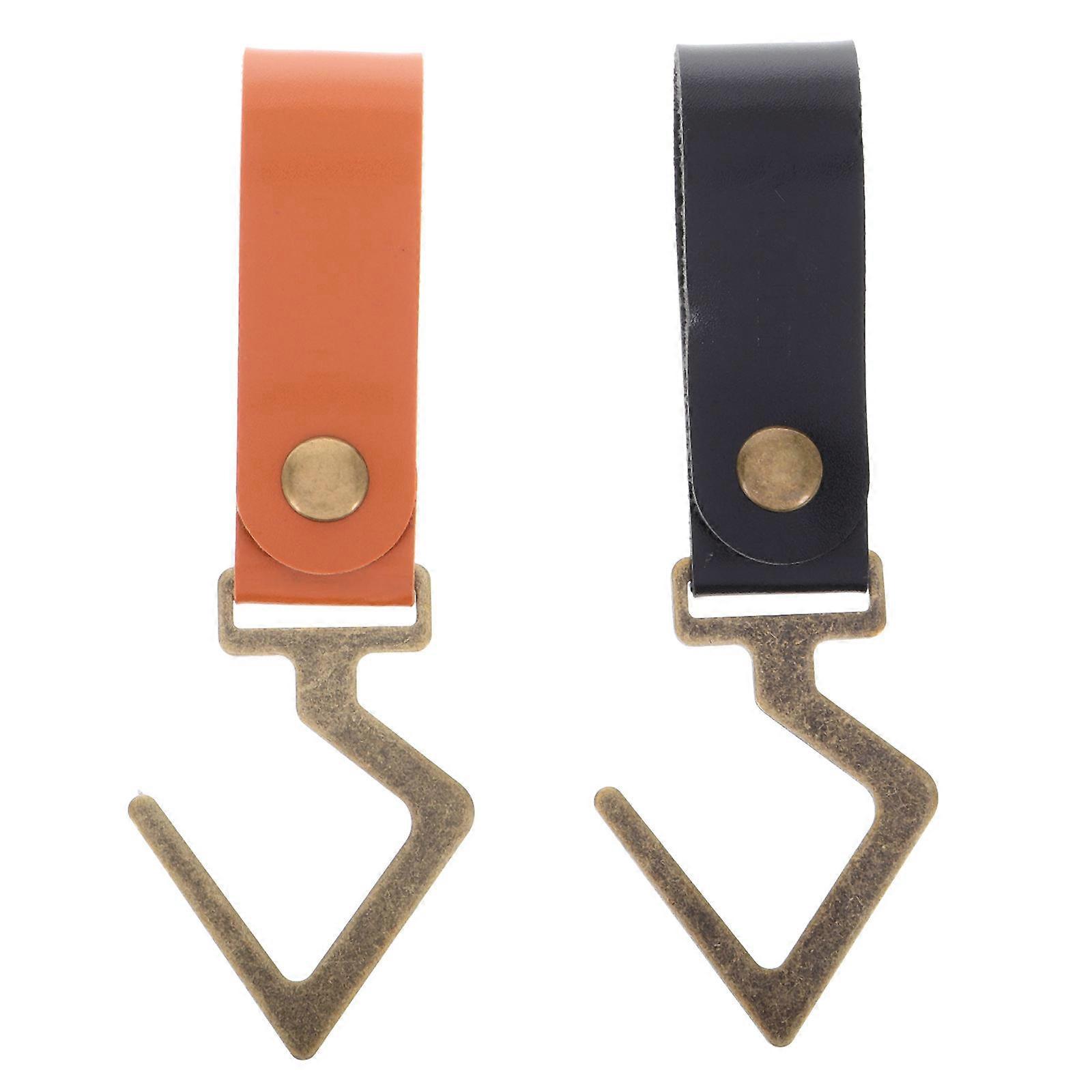Tarp Yellow Faux Leather Metal Curved Home Hooks For Coats And Hats Rust-Proof 2Pcs