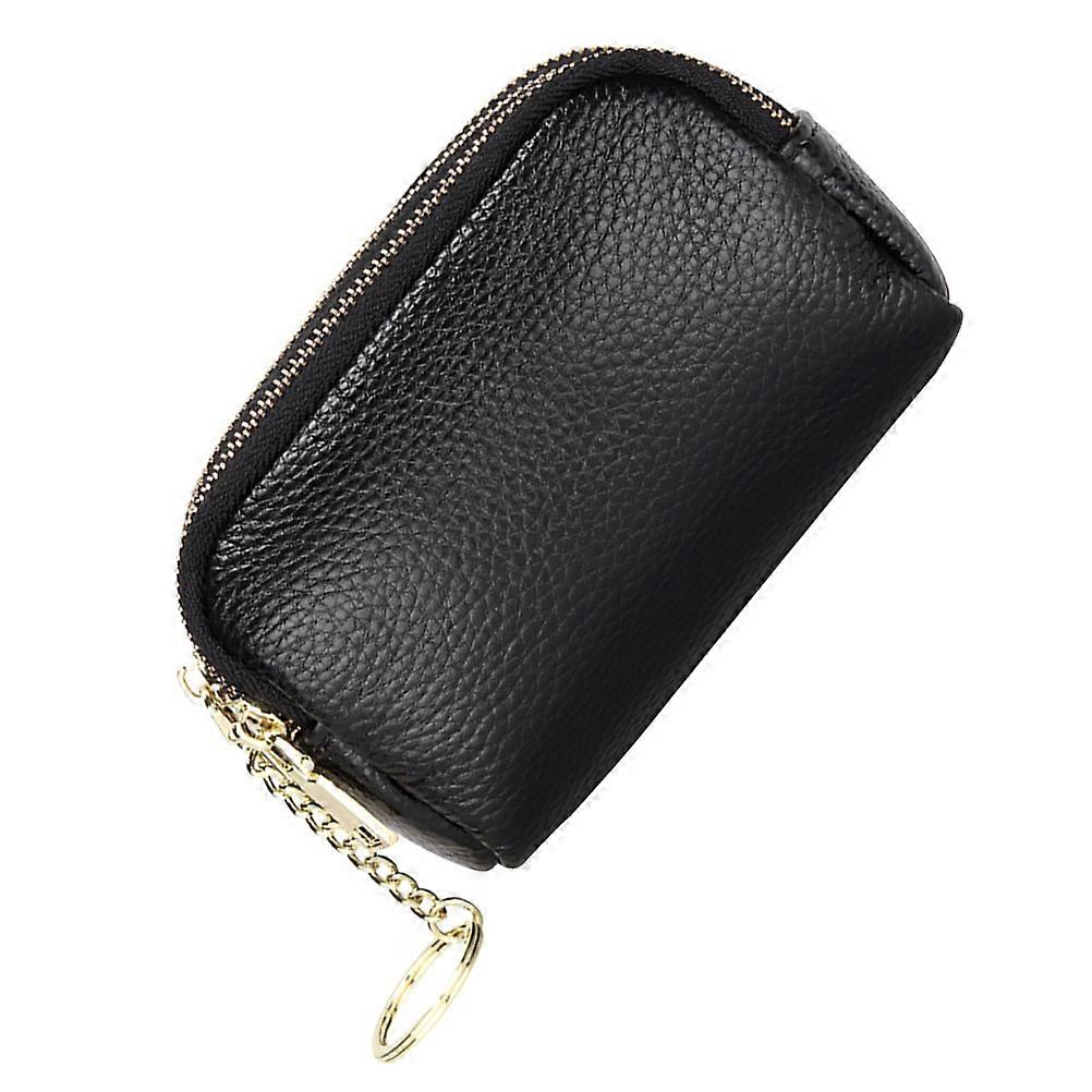 Compact Cowhide Coin Purse with Zipper and Key Ring – Mini Handbag for Women to Organize Coins, Keys, and Daily Essentials