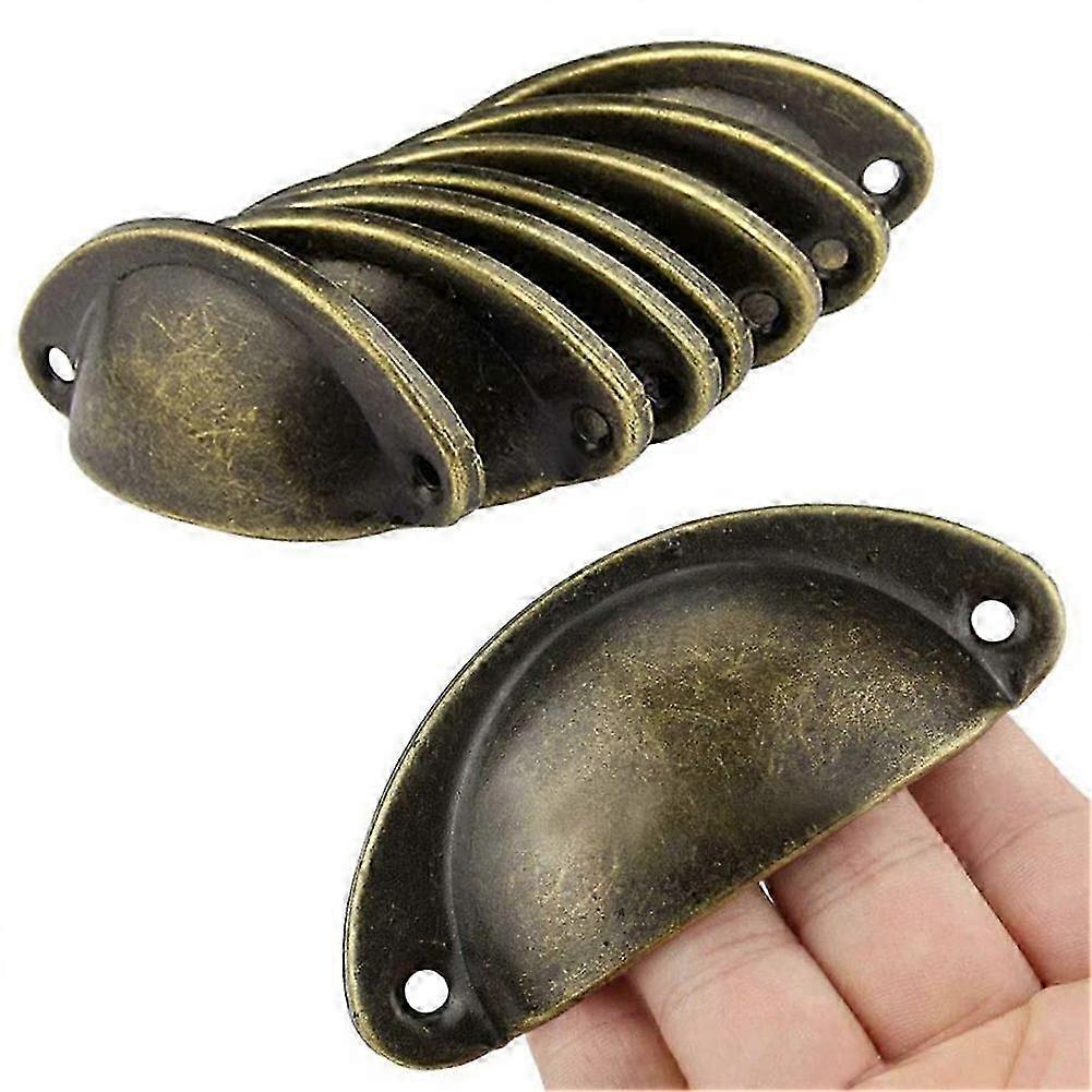 12Pcs/Set Vintage Shell Shaped Metal Cabinet Pull Handles Hardware Accessories