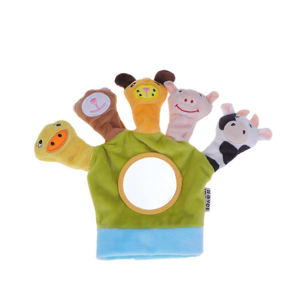 Animal Hand Puppet Plush Finger Puppets for Kids, Zoo Dolls Party Bag Toys, Green Size 1, Soft Baby Doll Gloves