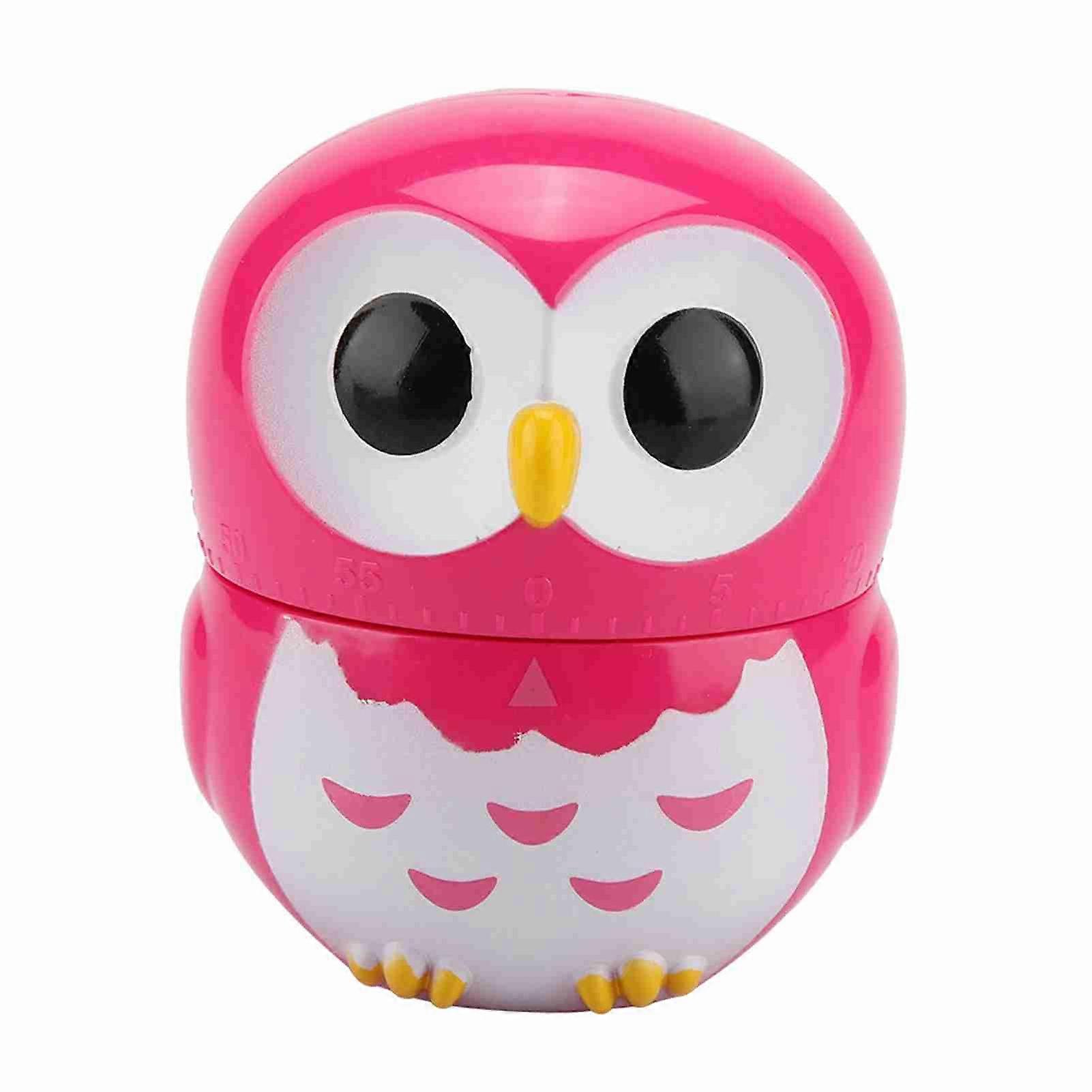 Cute Owl Shape Kitchen Manual Timer Mechanical Home Cooking Counters Clock(Rose)