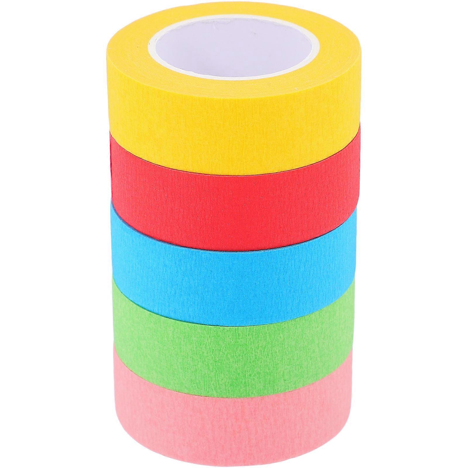 Colored Masking Tape High Adhesion for DIY Crafts 5 Rolls Assorted Colors
