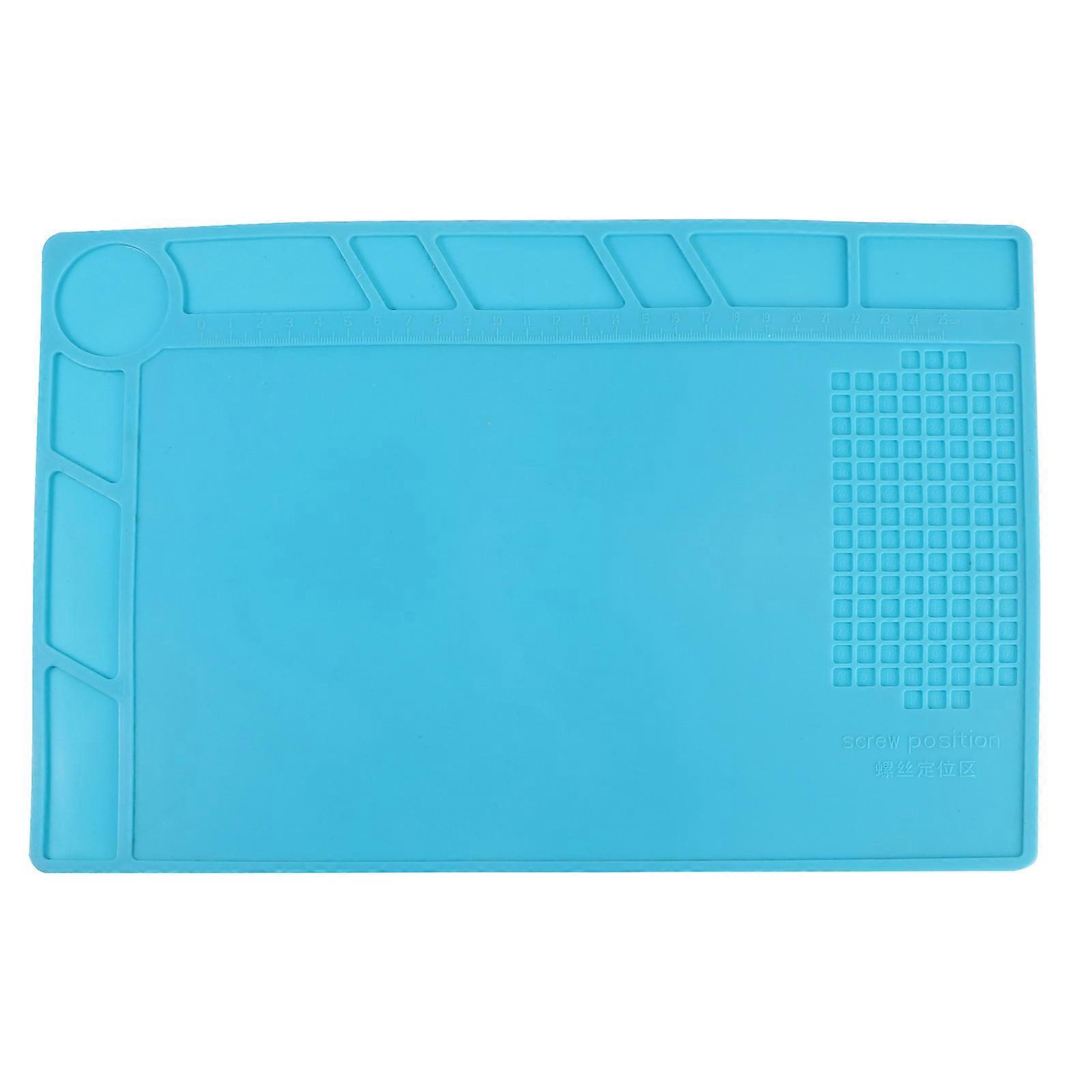 Soldering Station For Repair Work Anti-Static Mat Heat-Insulation Table Mat Blue 32.10X22.80X0.40CM Sectioned Organization Anti-Slip 1Pack