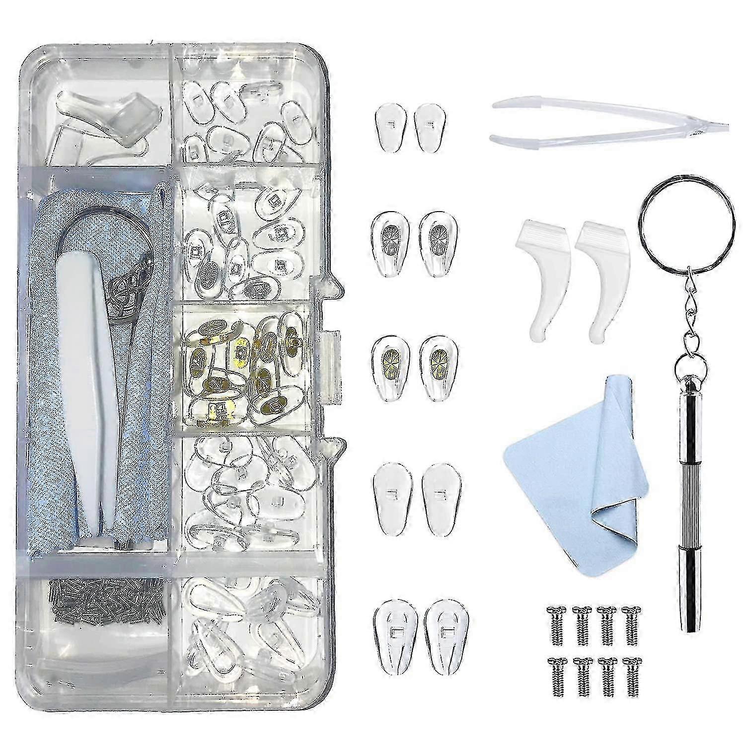 25 Pairs Eye Glasses Nose Pads, Silicone Screw-in Nose Pad Eye Glasses Repair Kit With Screws Screwdriver Tweezers Free