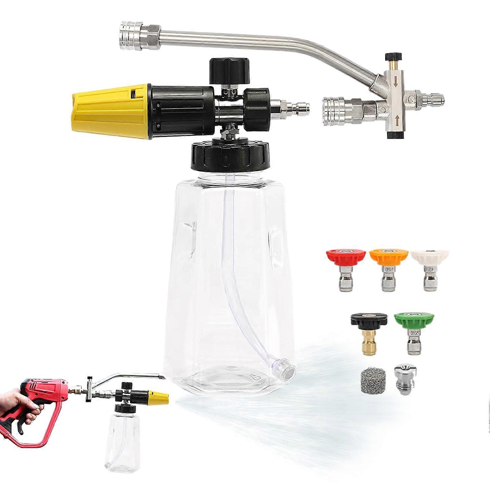 Foam lance for pressure washer, soap dispenser with 5 nozzles, quick coupling