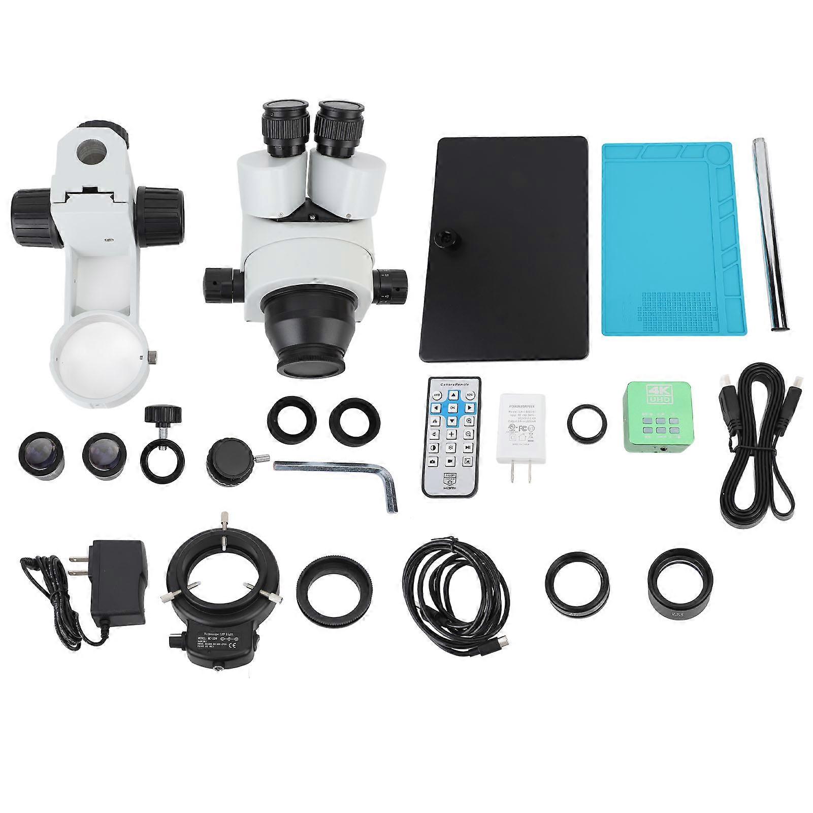 7x to 45x Trinocular Microscope Camera Rotatable 4K 41MP 1080P USB Microscope Camera with Stand LED Light AC100‑240V US Plug