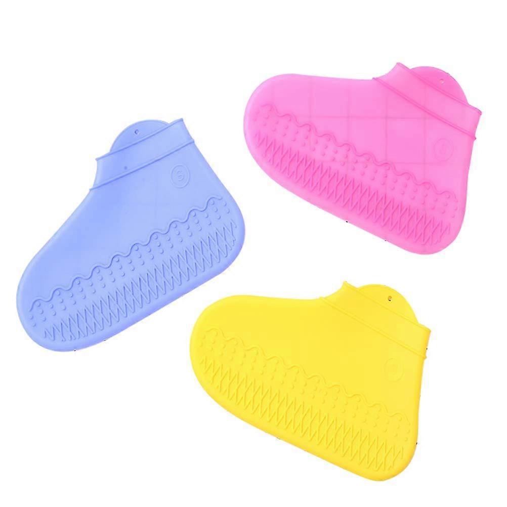 3 Pairs Silicone Shoe Covers for Unisex Waterproof Elastic and Foldable for Outdoor Use Assorted