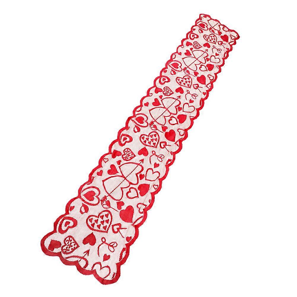 Table Runner Valentines Day Heart Decor Rectangle Shape Noise Reduction x 183 Cm Festive Elegant Design For Wedding 1Pcs